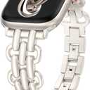Moolia Elegant Strap Compatible with Apple Watch Band 42/ 38/ 40/ 41mm Metal Women Replacement Bracelet for iWatch Series 11 10 9 8 7 6 5 4 3 2 1 SE/ Ultra（1/ 2/ 3）, Starlight