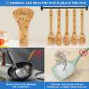 6 PCS Ocean Bamboo Cooking Spoon Set with Utensil Holder,Coastal Themed Kitchen Decor,Beach Accessories Gift for Women,Sea Turtle Lovers,Mother's Day,Housewarming,Birthday,Easter Gifts