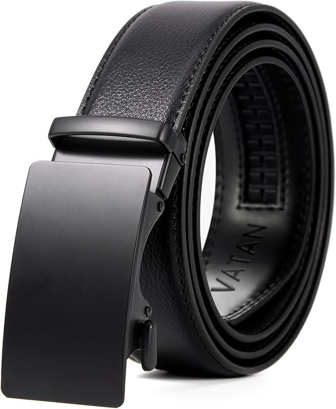 VATAN Men's Belt Leather Ratchet Belt for Men Dress Casual Every Day with Adjustable Buckle, Trim to Fit (30-38)