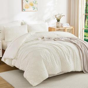 Andency California King Comforter Set Ivory - 7 Pieces Bed in a Bag Cal King Bedding Comforter Sets, Tufted Lightweight Fluffy Bed Set with Comforter, Sheets, Pillowcases & Shams