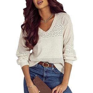 SHEWIN Women's Sweaters Casual Long Sleeve V Neck Lightweight Crochet Pullover Sweater Tops, XXL A White SHEWIN Women's Sweaters Casual Long Sleeve V Neck Lightweight Crochet Pullover Sweater Tops, XXL A White
