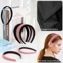 DiyJibb Velvet Headbands for Women and Teens, 6PCS Non-Slip Padded Hairbands with 3 Width Options (0.6", 0.8", 1.2"), Soft Comfortable Hair Accessories for Daily Wear, Makeup, Sports, and Gifts (Black,pink)