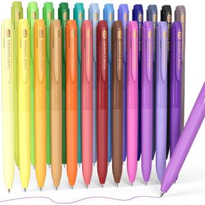 Four Candies Quick Dry Ink Colored Pens Set, 24 Colors Retractable Gel Pen, 0.7mm Fine Point Colorful Pens for Note Taking & Drawing, Colored Gel Pens with Comfort Grip for Office, School & Home