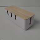 Cable Management Box by Baskiss, 12x5x4.5 inches, Wood Lid, Wire Organizer for Desk TV Computer USB Hub System to Cover and Hide & Power Strips & Cords