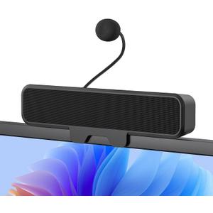 INGA Computer Speakers with Detachable Mic, Plug and Play Desktop Speakers, One-Touch Mute Microphone, Stereo & Bass, Easily Clamps to Monitor, Compatible with PC, MAC, Laptop