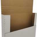 50 Pack 12.125x9.125x2'' Easy-Fold Corrugated Mailers, Height adjustable Small Shipping boxes for Packaging Mailing books, white (W1292E50)