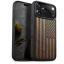 Carveit Magnetic Wooden Case for iPhone 17 Pro Max Case, Wood Artisan Engraved & Black Soft TPU Shockproof Cover, Compatible with MagSafe Wireless Chargers (The Classic American Flag) Walnut