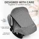 Baby Car Seat Cover, Extra Large Mesh Window, Breathable Fabric, Infant Windproof Canopy, Universal Fit CarSeat Covers for Babies, Machine Washable, Must Have Baby Gift. (Gray)