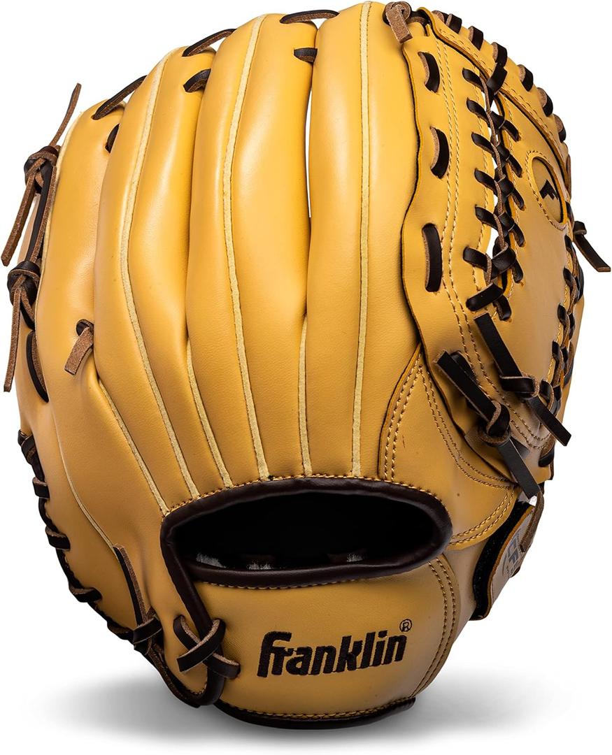 Franklin Sports Baseball and Softball Glove - Fieldmaster Adult + Youth Baseball Gloves - Men's + Women's Infield + Outfield Mitt (Camel)