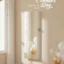 SONGMICS Jewelry Cabinet Armoire, Lockable Wall-Mounted Organizer Unit with 2 Plastic Cosmetic Storage Trays, Full-Length Frameless Mirror, White UJJC001W01