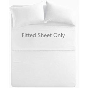King Size Premium Cotton Fitted Sheet Only - 300 Thread Count Pure Natural Cotton Fabric - 13" Deep Pocket,Breathable,Ultra Soft & Silky (King,White)