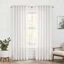 90 Inches Long Linen Back Tab Curtains 2 Panels Set for Living Room Ivory Light Filtering Semi Sheer Farmhouse Boho Linen Blend Window Drapes for Patio Sliding Door, Muslin Look Cream White