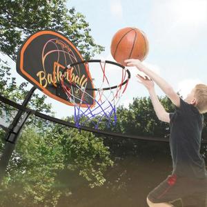 Jumpfly Trampoline Basketball Hoop Attachment, Basketball Hoop for Trampoline Easy to Install, Universal Trampoline Accessories Fits Straight Pole & Curved Pole with Mini Balls & Pump