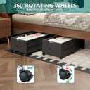 WISUCART Wood Under Bed Storage Containers Underbed Organizer with Wheels Sturdy Wood Rolling Under Bed Shoe Storage Organizer 2 Packs (Black, Large)