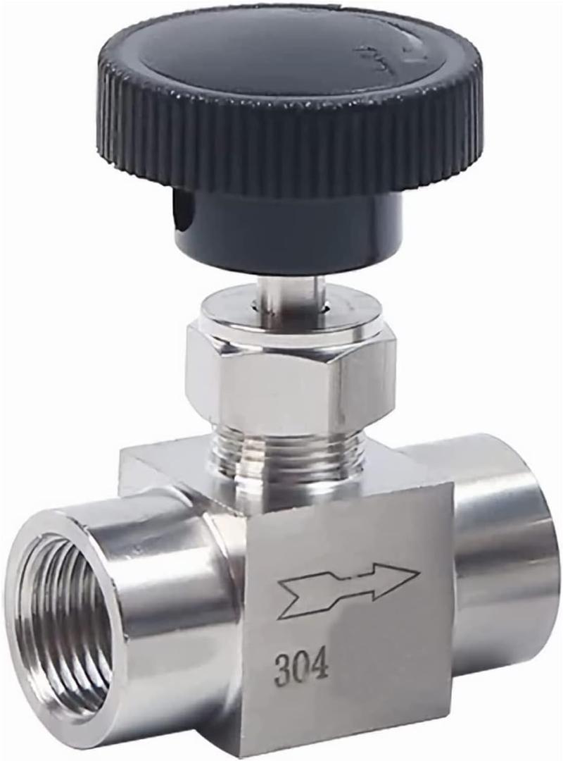 1/8 1/4 3/8 1/2 Inch NPT Valves 304 Stainless Steel NPT Female Needle for Valve Flow Control Water Gas Oil (NPT 1/4)