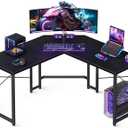 Casaottima L Shaped Gaming Desk, Corner Desk Gaming Table for Home Office, Computer Desk Sturdy Writing Workstation for Small Space, Easy to Assemble, 51 inch, Black