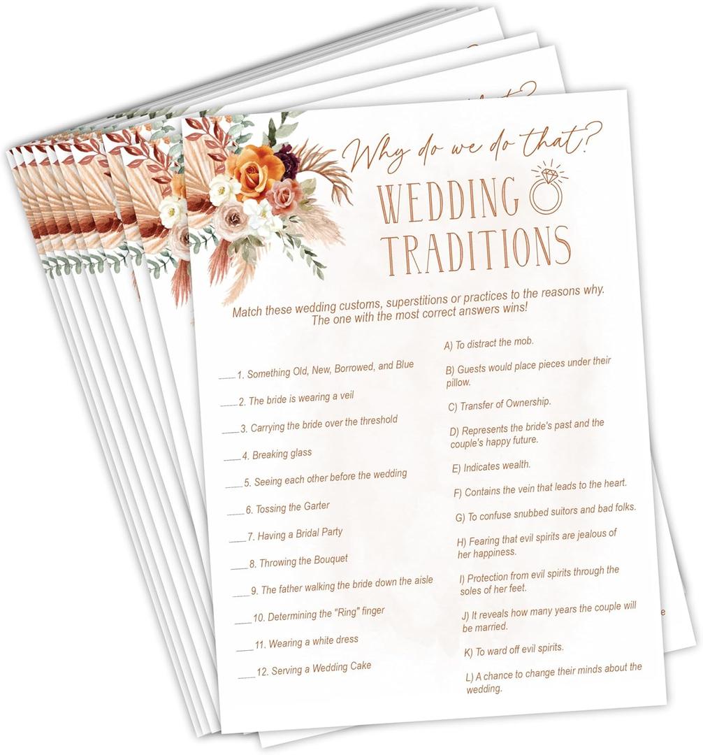 Your Main Event Prints Boho Orange and Terracotta Floral Wedding Bridal Shower Games and Activites (Wedding Traditions)