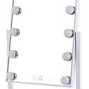 Hollywood Style LED Makeup Mirror, European Square Desktop Vanity Mirror with Touch Control, Dual Light Sources, 360 Rotation, USB Powered, White Aluminum Frame