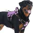 Purple Tactical Dog Harness with Handle Tactical Dog Harness for Large Dogs No Pull Adjustable Pet Harness Reflective K9 Military Service Dog Vest for Walking Hiking Training (L)