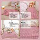 Pink Rabbit Plush Area Rug for Bedroom Living Room Sofa,3'X5' Faux Fur Fluffy Shaggy Rectangular Square Rug for Kids Teen Girls Room,Furry Carpet Rug for Nursery Baby Room Decor for Teenage