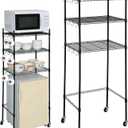 noblequest 3 Tier Adjustable Mini Fridge with Wheels, Free Movement Metal Storage Shelves for Use Above The Mini Refrigerator and Microwave Stand, for Dorm, Kitchen, Apartment, Office