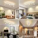 LED 4 Light Track Lighting Spotlight Kit, White Ceiling Spotlights, Modern Track Light Fixture with Flexibly Rotatable Light Heads, 50W+20W Dual Lighting for Kitchen Living Room,Includes 4 x GU10 Bulb