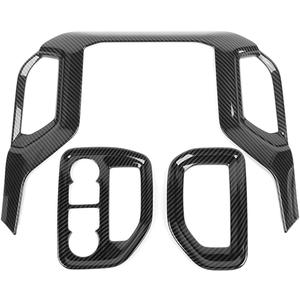 For Silverado Center Console Dash Side Air Vents Cover Fit for Chevy Silverado 2019-2021 for GMC Sierra 2019-2022 Black Carbon Fiber Interior Accessories 3pcs (Gray)