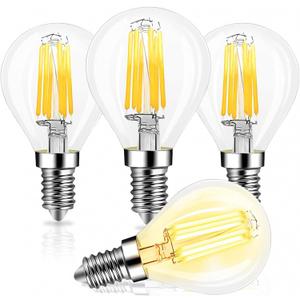 E14 6W G45 Dimmable LED Filament Bulb, 2700K Warm White 900LM Edison Candle Light Bulb, G45 Clear Glass Globe Cover, 60 Watt Equivalent, AC 110V,4-Pack