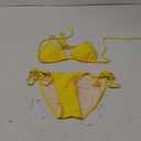 Women Two Piece Swimsuit Sexy Swimwear Halter String Triangle Bikini Sets (Small, Yellow)