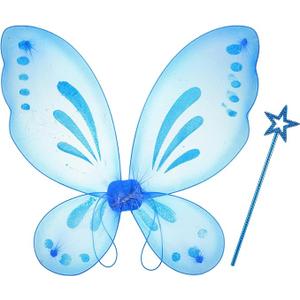 Sratte Fairy Princess Butterfly Wings Girls Kids Butterfly Costumes Set Star Wands Adults Christmas Birthday Party