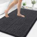 Smiry Luxury Chenille Bathroom Rugs 44x32, Extra Soft and Absorbent Shaggy Bath Mat, Machine Washable, Non-Slip Plush Carpet Runner for Tub, Shower, and Floor, Home Decor Accessories, Charcoal Grey
