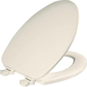 CHURCH Toilet Seat, Easy Clean Hinges Release for Deep Cleans, Durable Enameled Wood Seat, Elongated, Biscuit
