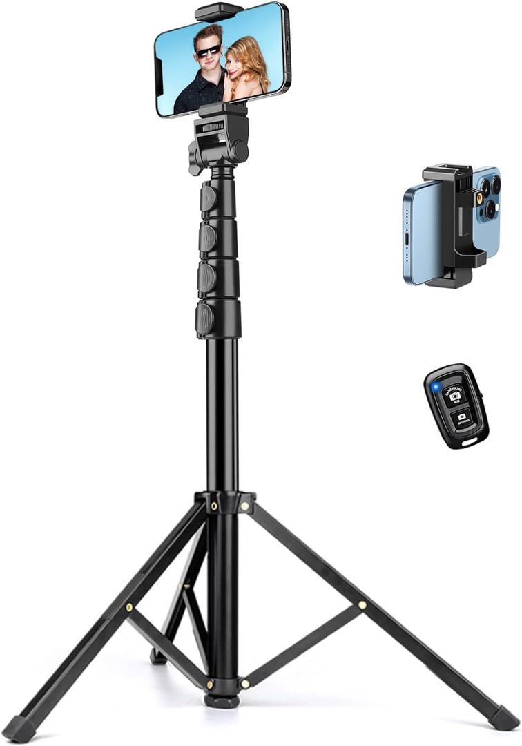Victiv 70" Phone Tripod, Camera Stand Tripod with Remote and Phone Holder, Sturdy & Stable, Height Adjustable Selfie Stick Mode, Perfect for Selfies/Recording/Vlogging/Live Streaming (Black)