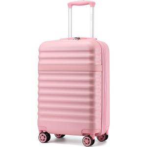 Kono Airline Approved Carry On Luggage, 22x14x9 inches, with TSA Lock, 20 Inch Expandable Lightweight Hardshell Suitcase (Pink, Suitable for 1-3 Days of Travel)