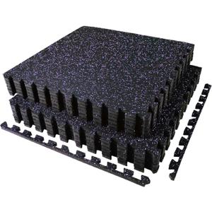 AIRHOP 0.56in Thick 48 Sq Ft Exercise Equipment Mats, 12 Tiles Upgraded Rubber Top with High Density EVA Foam, Large Interlocking Puzzle Gym Flooring for Home Gym, Heavy Weight Workout, 24 x 24in (Black/Purple)