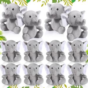 Jenaai 12 Pcs Elephants Stuffed Animals Bulk 4 Inches Small Cute Soft Forest Plush Elephants Stuffed Animal Toys for Girls Boys Birthday Baby Shower Decoration Party Supplies(Gray)