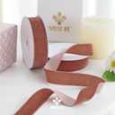 MEEDEE Rose Gold Velvet Ribbon 1 Inch Single Face Nylon Velvet Ribbon 2 Rolls 20 Yards Pink Christmas Ribbons for Christmas Tree, Gift Wrappig, Rustic Wreath, Velvet Bow Making, Home Decor