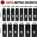 WIILDIS 14 Pieces 3/8-Inch Drive Deep Impact Socket Set, 7mm to 21mm, CR-V, Metric, 6-Point, 14 Pieces 3/8" Dr. Socket