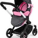 Bayer Pram Xeo Reborn Doll Stroller, Black & Pink Hearts with Matching Handbag, Convertible Jogger, Ages 3+, ys/m