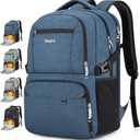 Insulated Lunch Backpack Fit 17" Laptop, Work Backpack with Lunch Box & USB Charging Port for Men & Women, Water Resistant College Computer Bag for Travel, Business, Hiking (Blue)