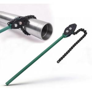 Chain Pipe Wrench, 48" Strap Wrench with 40" Chain Length Max, Fits 3.15"-11" Pipe Diameters, Heavy Duty Chain Tongs for Pipe Installation, Oil Fields Operations and Maintenance (Green)