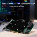 LSI SAS 9300-16I HBA Card, 16 Port 12Gbps HBA Controller Card, for Windows, Linux and More, Serial SATA, SAS Interface, PCIe
