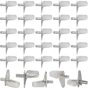 30PCS Cabinet Shelf Support Pegs 3mm Shelf Holder Bracket Pins for Bookshelves, Display Cabinets, Wardrobes, and Kitchen Cupboards - Anti-Slip Design for Glass and Wooden Shelves