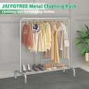 JIUYOTREE Metal Clothing Rack 43.3 Inches Clothes Garment Coat Rack with Bottom Shelf Clothing Rack for Hanging Clothes Coats Skirts Shirts Sweaters Silver Gray