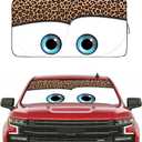 GVEN Windshield Sun Shades Car Sun Shade Protector Blocks UV Rays for Full-Size Sedan & SUV, Mid-Size SUV, Sports Cars, Wagon and Mid-Size Pickup Truck Car Accessories(Leopard Eyes, L)