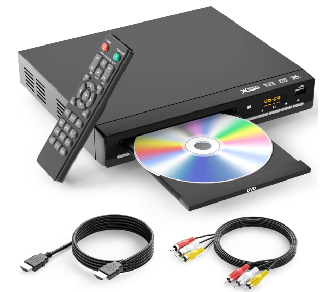 DVD Players for TV with HDMI,Plays All Regions and Formats,CD Player for Home,Support 1080P Video/CD/DVD/VCD/JPEG/USB, Remote, HDMI and RCA Cables Included