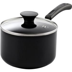 Cook N Home Nonstick Sauce Pan with Glass Lid 2-Qt, Multi-purpose Pot Saucepan Kitchenware, Black, Aluminum