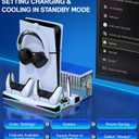 LIFUFUTEE PS5 Stand, PS5/Slim/Pro Cooling Station with 2.36in Cooling Fan, Controller Charger Station for PS5 Accessories, RGB Light, Headset Holder, 3 Charger Ports for PlayStation 5 Slim/Pro Console