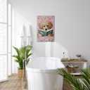 Funny Animal Canvas Wall Art Cute Dog Reading Books In Bed Posters Vintage Trendy Pink Preppy Print Painting Picture Pet Lovers Wall Decor for Girls Bedroom Living Room Bathroom 12x18inch Framed