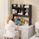 Desk Hutch with 6 Shelves, Desktop Organizer Shelf for Office Dorm, Black